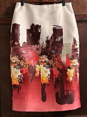 J CREW COLLECTION PAINTERS FLORAL METALLIC SKIRT SIZE 8